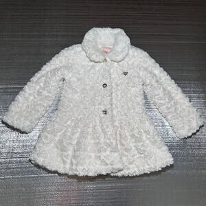 Juicy Couture Girls White Faux Fur Coat Size 5